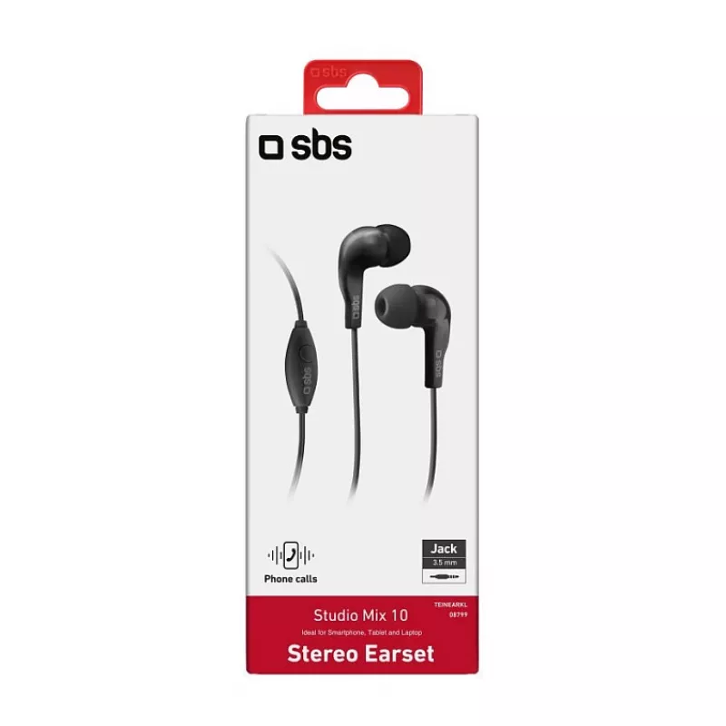 SBS TEINEARKL In-Ear Peaklülaga Kõrvaklapid - Must - Juhtmega - 1,2 m Kaabel - 3,5 mm Pistik - Kõned ja Muusika