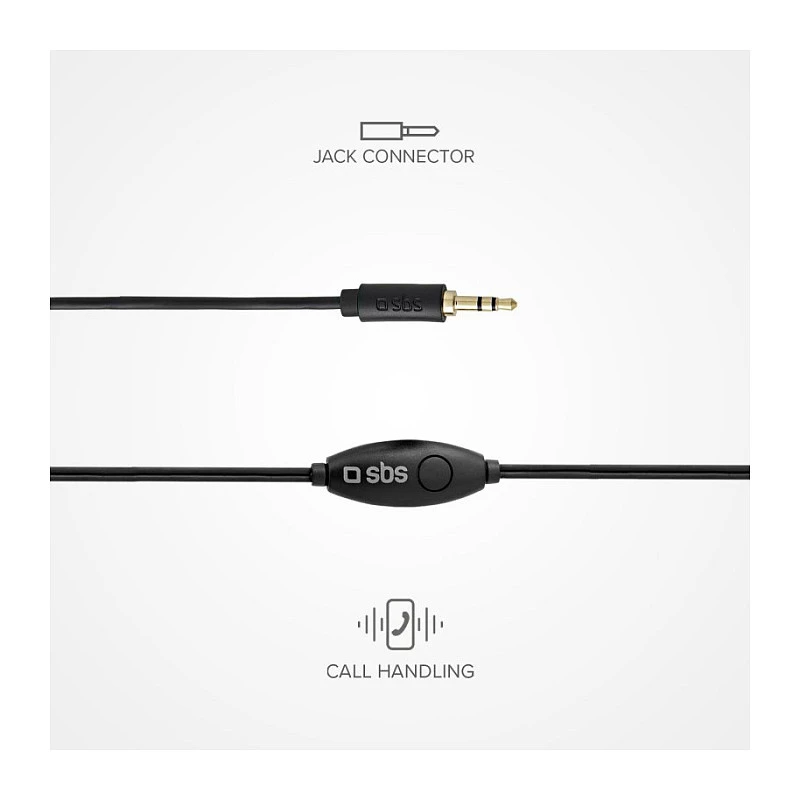 SBS TEINEARKL In-Ear Peaklülaga Kõrvaklapid - Must - Juhtmega - 1,2 m Kaabel - 3,5 mm Pistik - Kõned ja Muusika