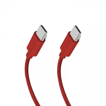 SBS TECABLETISSUETCCR USB-C to USB-C kaabel 1,5m 60W punane punutud