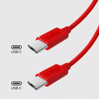 SBS TECABLETISSUETCCR USB-C to USB-C kaabel 1,5m 60W punane punutud
