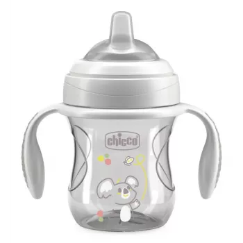 CHICCO Transition Cup Training Cup with Soft Spout 4m+ Grey 200ml