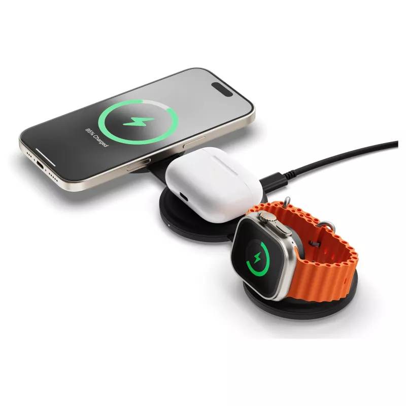 Satechi OntheGo 3-in-1 Wireless Charger with Qi2, Black, 15W, ST-QTG31K