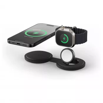 Satechi OntheGo 2-in-1 juhtmeta laadija Qi2-ga, must, 15W, ST-QTG21K