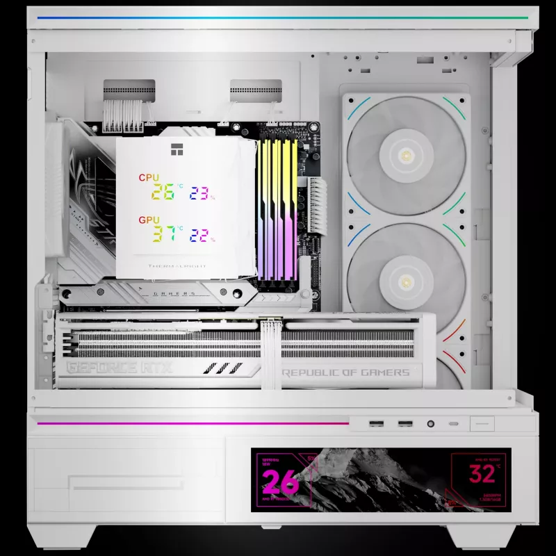 Thermalright Royal Knight 120 Digital White Single Tower CPU Air Cooler, 120mm PWM Fan, 6 Heat Pipes, Digital Display, 245W TDP, White