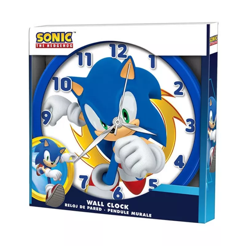 KIDS Sonic The Hedgehog seinakell 25 cm ümmargune plastikust analoogkvartskell mitmevärviline