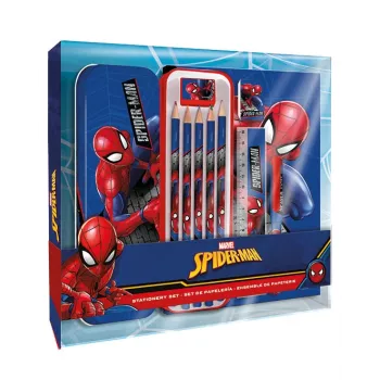 KIDS 11-in-1 Spider-Man koolitarvete komplekt pliiatsikoti, värviliste pliiatsite, A5 märkmiku ja muuga