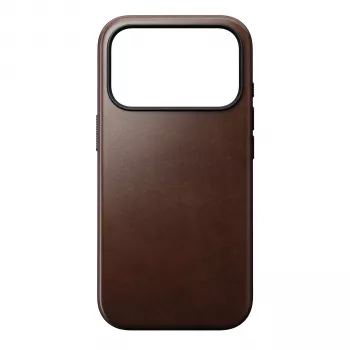 NOMAD Modern Leather Case for iPhone 17 Pro - Rustic Brown Horween Leather with MagSafe
