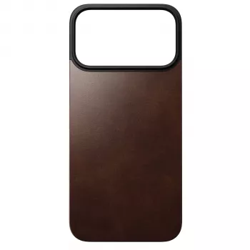 Nomad Modern Leather Back Case for Apple iPhone 17 Pro Max, MagSafe Compatible, Full-Grain Horween Leather, Rustic Brown