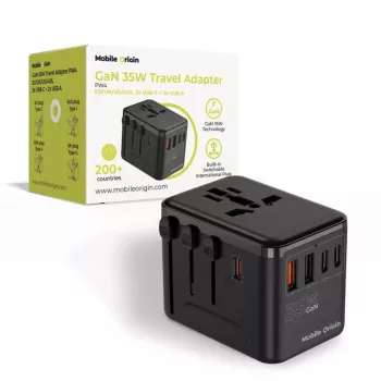 Mobile Origin 35W Travel Adapter GaN PW4 EU/UK/US/AUS 3C+2A