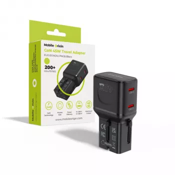 Mobile Origin 45W Travel Adapter EU/US/UK/AU PW26, Must