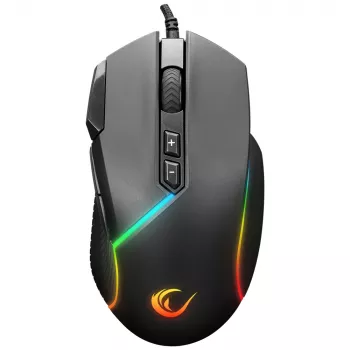 Rampage Comfort Gaming Mouse, Programmable 12800 DPI RGB, Black