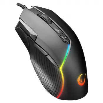 Rampage Comfort Gaming Mouse, Programmable 12800 DPI RGB, Black