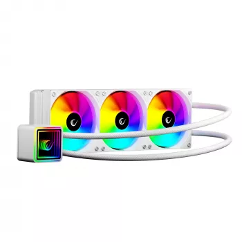 Rampage INFINITE V360 All-in-One vedelikjahuti CPU-le 360mm ARGB temperatuurinäidikuga, valge