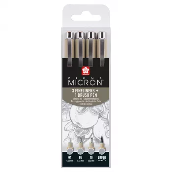 Sakura Pigma Micron Fineliner Pen Set Cool Gray 4-Piece