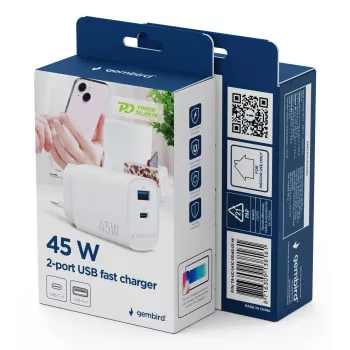 Gembird TA-UC-1A1C-PD45-01-W 45W USB-C PD seinadapter valge