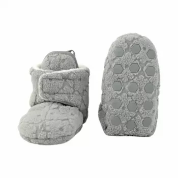 Lodger Fleece Drizzle Baby Booties with Anti-Slip Sole Grey 6-12 Months