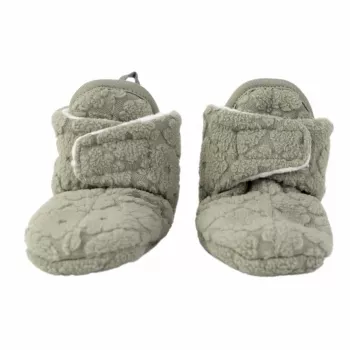 Lodger Polar Fleece Baby Slipper Booties with Anti-Slip Sole, Sage Green (Elm), 6-12 Months
