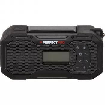 PerfectPro E-100 Avariiraadio päikesepaneeli, käsitsi veetava generaatori, LED-taskulambi, toitepanga, AM/FM ja IPX3-ga