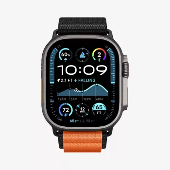 Spigen WBF1 rihm Apple Watch 8 / 9 / 10 / 11 / SE / Ultra (44 / 45 / 46 / 49 mm) must/oranž
