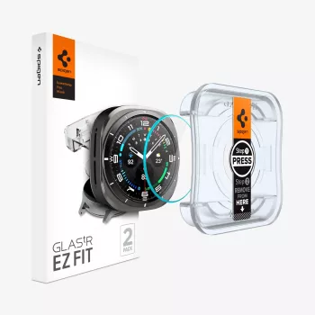Spigen Glas.tR EZ Fit Karastatud Klaasist Ekraanikaitse Samsung Galaxy Watch Ultra (47mm) - 2-pakk - Läbipaistev