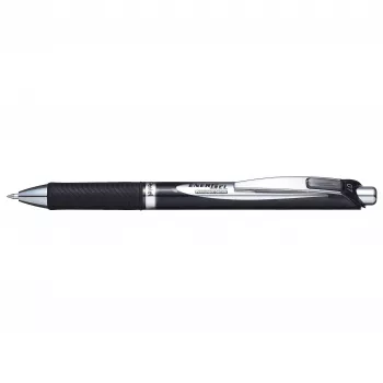Pentel BLP77-AX Sissetõmmatav Geelpliiats - Must Tint - 0.7 mm - Pigmentpõhine - Must Korpus - Hõbedane Klamber - Karp