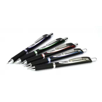 Pentel BLP77-AX Sissetõmmatav Geelpliiats - Must Tint - 0.7 mm - Pigmentpõhine - Must Korpus - Hõbedane Klamber - Karp