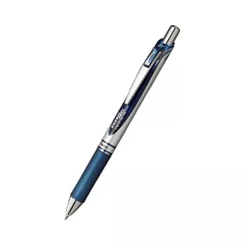 Pentel EnerGel XM Sissetõmmatav Geelpliiats - Mereväetint - Eriti Peen 0,35 mm - Mereväekorpus - Hõbedane Klambriga
