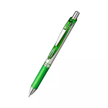 Pentel EnerGel Xm Sissetõmmatav Geelpliiats - Roheline - 0,35 mm - Hõbedased Aktsendid