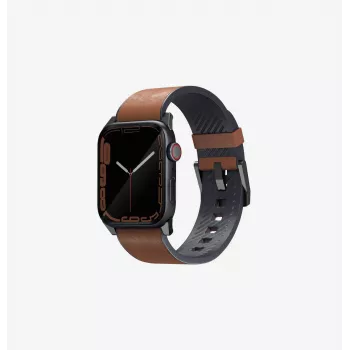 UNIQ Straden Leather Hybrid Strap for Apple Watch Series 1/2/3/4/5/6/7/8/9/10/11/SE/SE2/SE3/Ultra/Ultra 2/Ultra 3 42/44/45/49mm - Grey