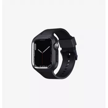 UNIQ Monos 2in1 Apple Watch Rihm koos Kaitseümbrisega seeriatele 4/5/6/7/8/9/SE/SE2/SE3 44/45mm Midnight Black