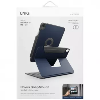 UNIQ Rovus Snapmount Magnetic 360 Rotating Detachable Case for iPad Air 11 M2 2024 / M3 2025 / M4 2026 / iPad Air 10.9 (2022/2020) Navy Blue