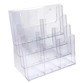 Exacompta Office Variable Compartment Brochure Holder, 6 Adjustable Compartments, Transparent, DIN A4