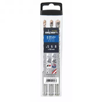 Alpen SDS+ F4 Box 3 tk. 5-6-8x160 mm Haamertrelli puurikomplekt