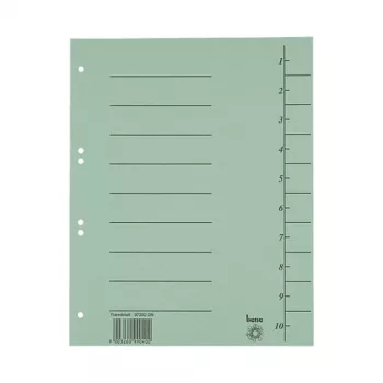 Bene 100 Trennblätter Green A4 Cardboard Dividers 11-Hole 160 g/m²