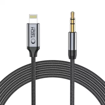 TECH-PROTECT UltraBoost Lightning to AUX Mini Jack 3.5mm kaabel 100cm must