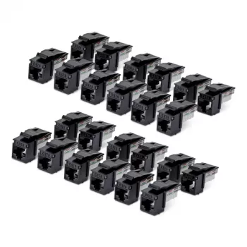 StarTech.com Cat6 Keystone Jack 24-Pack, RJ45 Ethernet Keystone Coupler, UTP Cat6 Wall Jack, 90-Degree 110 Punch Down, Must, 10GBase-T