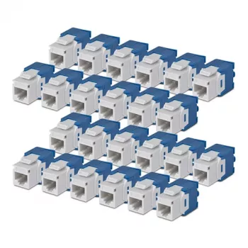 StarTech.com Cat6 Keystone Jack 24-Pack 180-Degree Tool-less RJ45 Ethernet Keystone Coupler, UTP, White