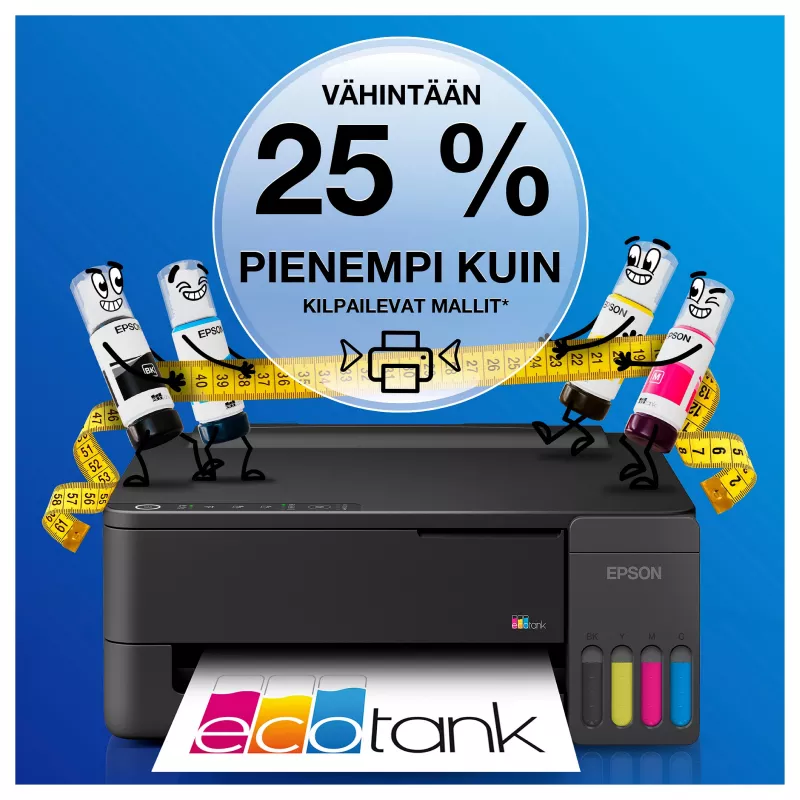 Epson EcoTank ET-1910 Multifunktsiooniline tindiprinter - Värviline - Prindi, skanni, koopia - A4, Legal - Kuni 11 lk/min prindikiirus - 100-leheline sisend - Wi-Fi