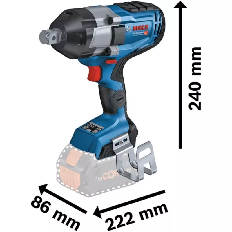 BOSCH Professional BITURBO GDS 18V-1050 HC Akulöökmutterkeeraja, 3/4 inch kandiline ajam, 18V, Solo (sinine/must, Bluetooth, L-BOXX)