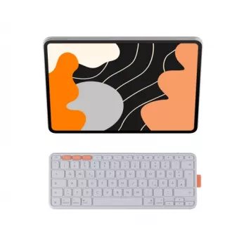 Logitech Flip Folio klaviatuuriga ümbris Apple 13-tollisele iPad Airile (M2, M3) - kahvatu hall - QWERTZ saksa paigutus
