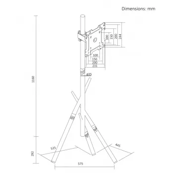 Maclean TV põrandaalus/seinakinnitus, 27-55 inch, max. VESA 200x200, max. 60 kg, valge, MC-181 W