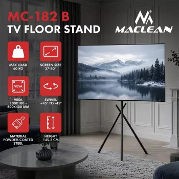 Maclean TV põrandaalus/kinnitus, 37-80 inch, VESA 600x400, 60 kg, MC-182 B