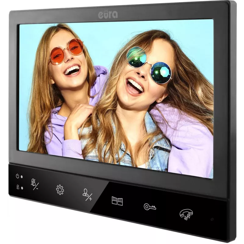 Eura VDP-80C5 Kahepere video uksekõnesüsteem, must, 2x 7 inch LCD, FHD, 2 sissepääsu, 1080p kaamera, RFID-lugeja, pinnale paigaldus