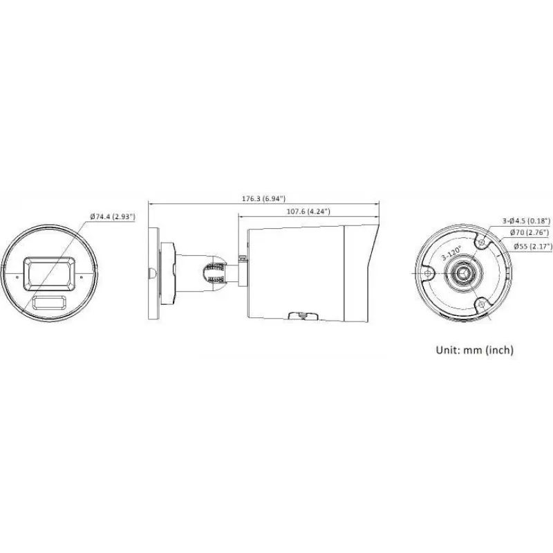 Hikvision DS-2CD2083G2-LI2U(2.8mm)(BLACK) 8MP AcuSense fikseeritud kuul-IP-kaamera nutika hübriidvalgusega