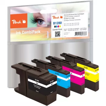 Peach PI500-74 Pigmenttindikassett Multipack - Must, Tsüaan, Magenta, Kollane - Ühilduv Brother MFCJ 5910 DW, 6510 DW, 6710 DW, 6910 DW - 4 Tükki