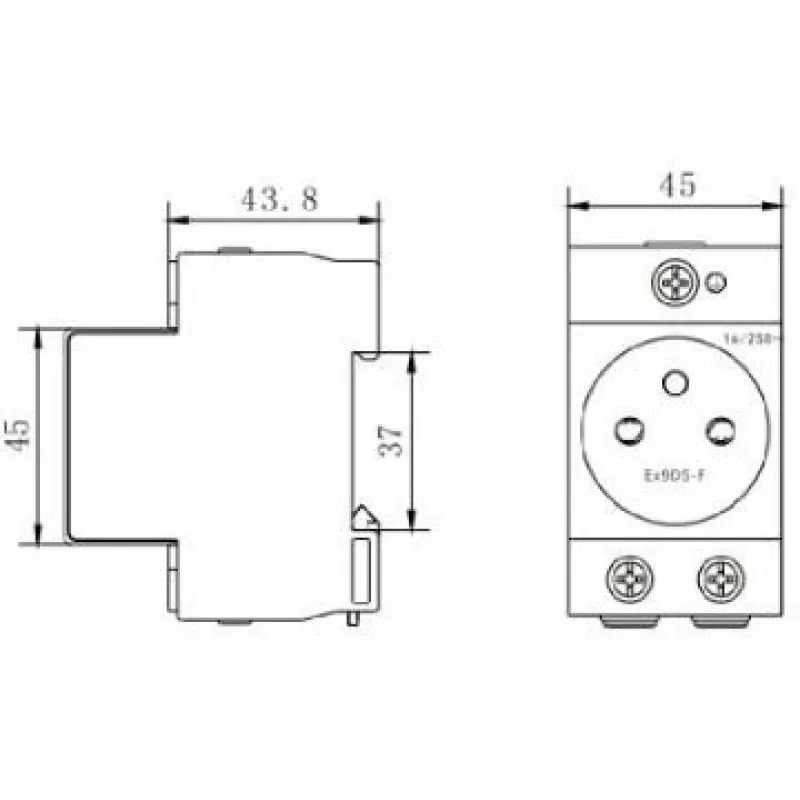 Noark Ex9DS-F 106194 Moodulpistikupesa, DIN-liist TH-35, 2,5M, Schuko (tüüp F), 16A, 250V, valge/hall
