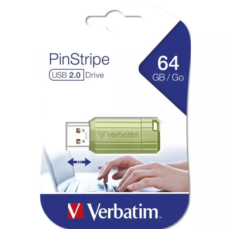 Verbatim Store n Go Pinstripe USB 2.0 Eucalyptus Green 64GB USB Flash Drive