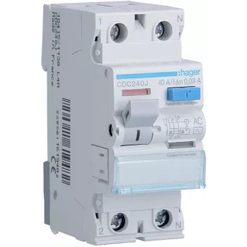 HAGER CDC240J Rikkevoolukaitselüliti 1P+N 40A 30mA 6kA AC