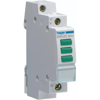 HAGER SVN221 Modulaarne märgutuli, 230V AC, 3 x roheline LED, DIN-liist