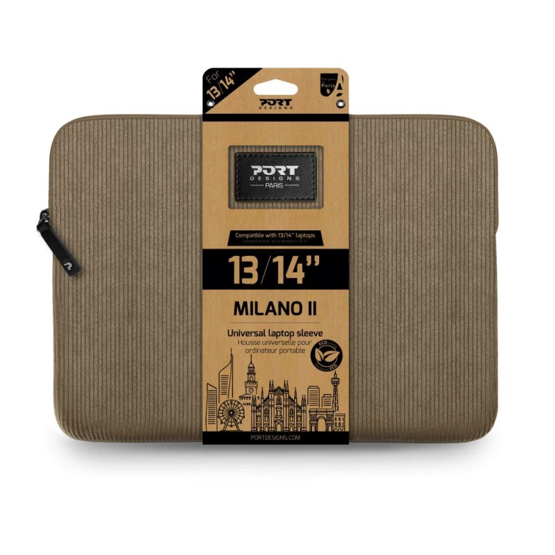 PORT DESIGNS MILANO II ECO Sleeve 13/14-tollisele sülearvutile, pruun